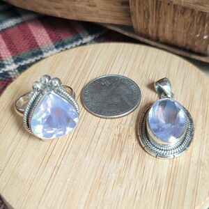Lavender Quartz Ring Sz 11 & Pendant .925 Sterling Silver